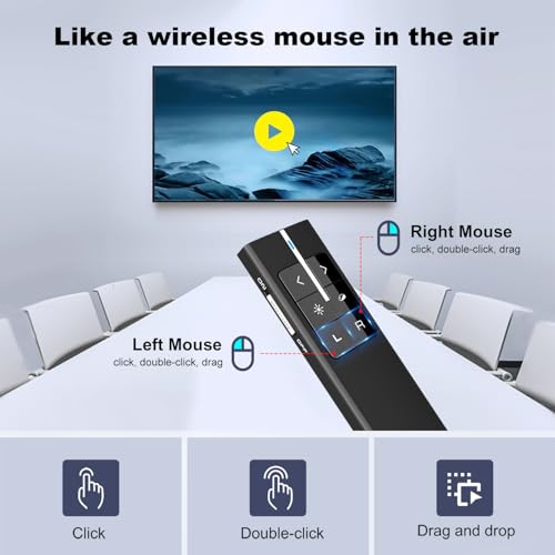 KNORVAY Norwii Wireless Presenter Remote for PowerPoint, Presentation Remote Control Clicker with Complete Air Mouse Function, Handheld Mouse Clicker for Mac, Computer, Laptop, Google Slides, N99 - Image 3
