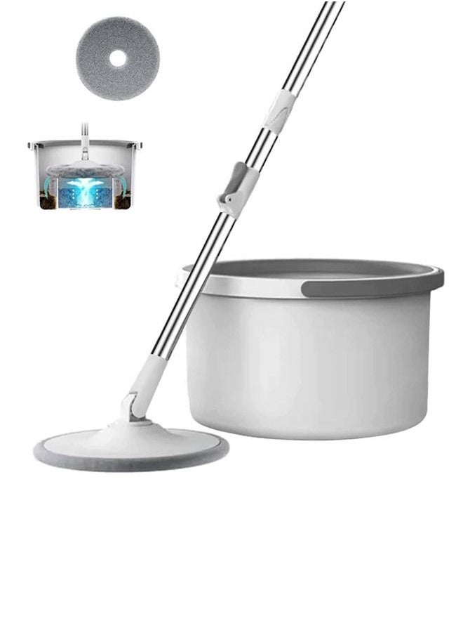 Yuniverse - Yuniverse Spin Mop Bucket Set 360° Flat Mop With Self-Separation Dirty And Clean Water System 2 Piece Microfiber Pad Extended Handle -MOP16319 - Image 1