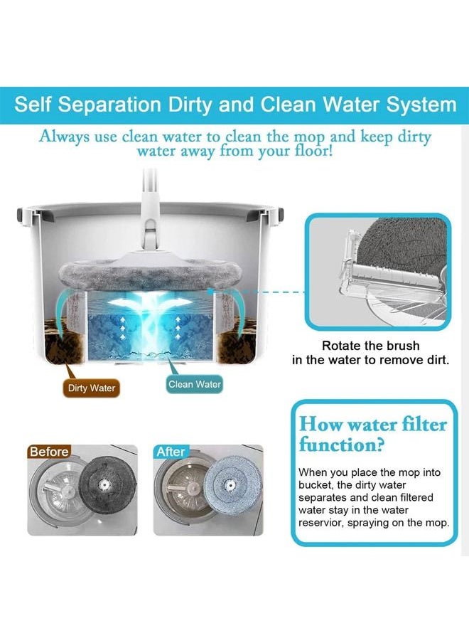 Yuniverse - Yuniverse Spin Mop Bucket Set 360° Flat Mop With Self-Separation Dirty And Clean Water System 2 Piece Microfiber Pad Extended Handle -MOP16319 - Image 1