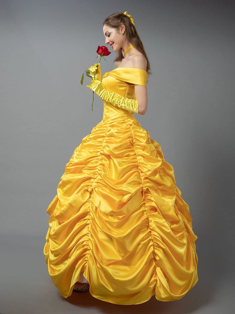 CosFantasy Women Princess Dresses Yellow Ball Gowns Dress Princess Cosplay Dress for Halloween Party Dancing Size M - Image 4