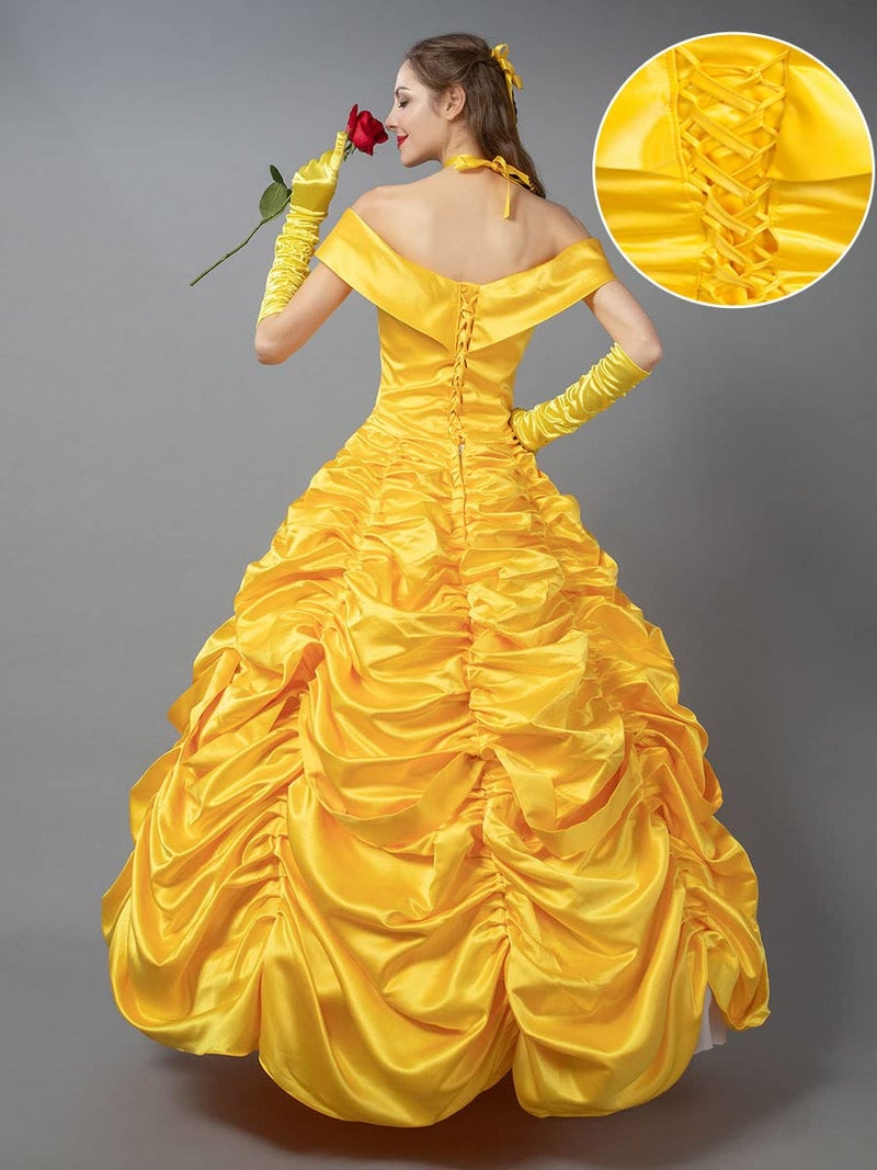 CosFantasy Women Princess Dresses Yellow Ball Gowns Dress Princess Cosplay Dress for Halloween Party Dancing Size M - Image 3