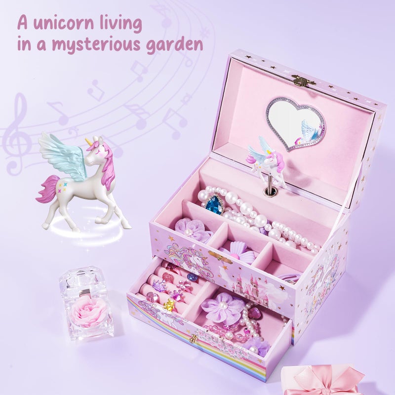 ProCase Children's Jewelry Box, Kids Jewelry Organizer with Unicorn for Little Girls, Jewelry Case Gift for Toddler Age 2 3 4 5 6 7 8 -Swan - Image 3