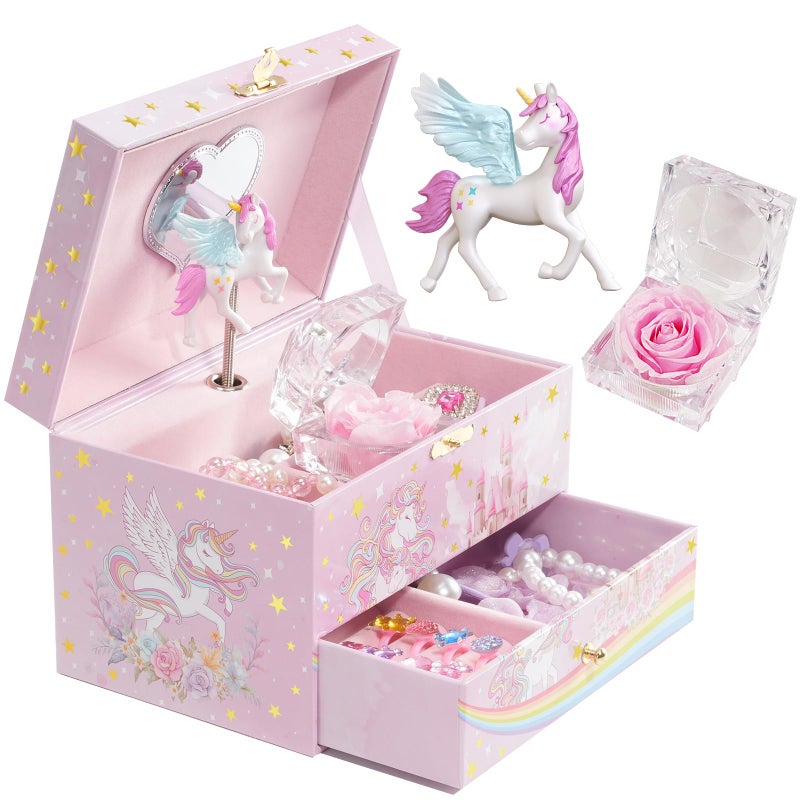 ProCase Children's Jewelry Box, Kids Jewelry Organizer with Unicorn for Little Girls, Jewelry Case Gift for Toddler Age 2 3 4 5 6 7 8 -Swan - Image 1