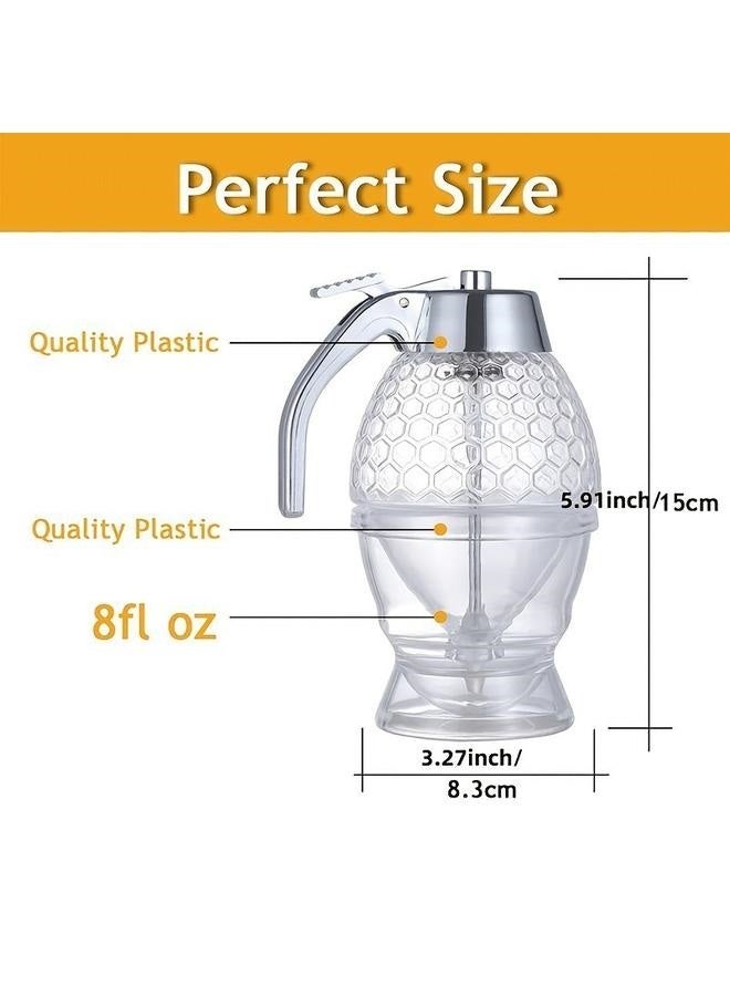 High Capacity Honeycomb Shape No Drip Glass Honey Dispenser Honey Jar with Stand Syrup Dispenser 1Pcs  - Image 5