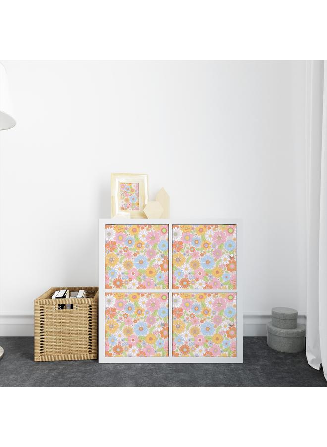 الأزرق جي دبليو الزهور المائية ، الزهور الرجعية ، على الفور ، قشر ، ورق الحائط الزخرفي ، مقاوم للماء ، مقاوم للبقع ، تجميل ، جداريات قابلة للإزالة - Image 5