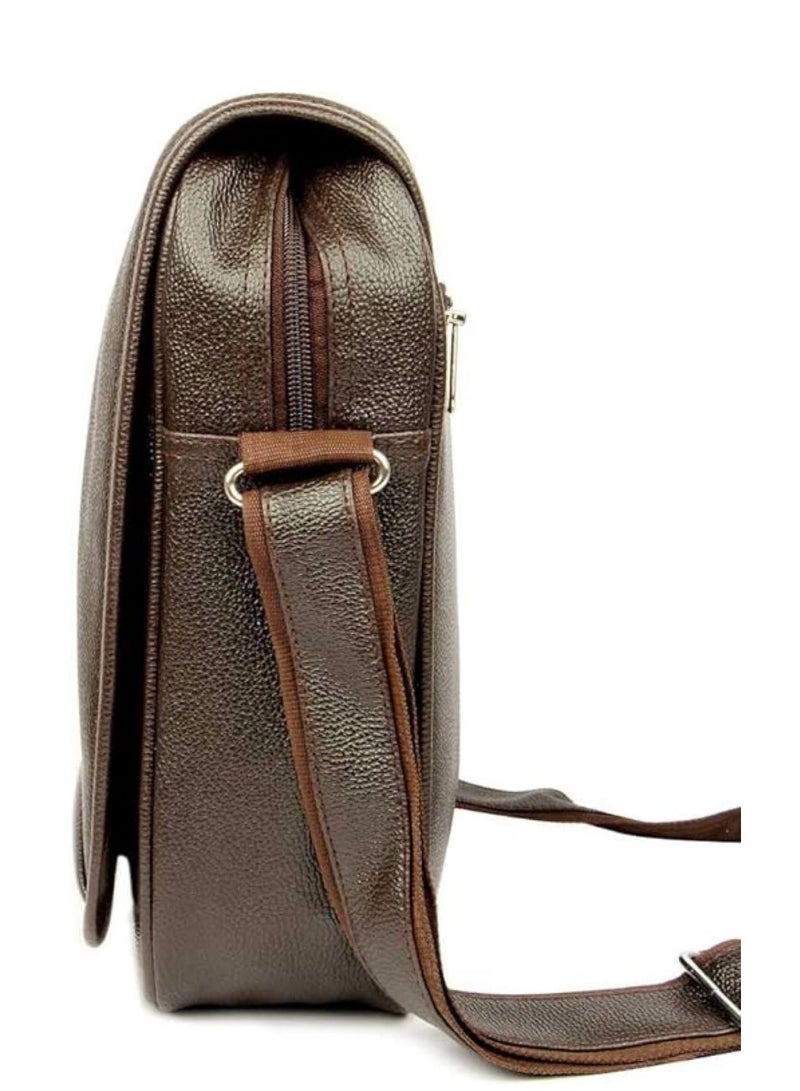 Bagneeds Crossbody Synthetic Leather Unisex Sling Bag for Multi-Purpose use | Brown |  - Image 4