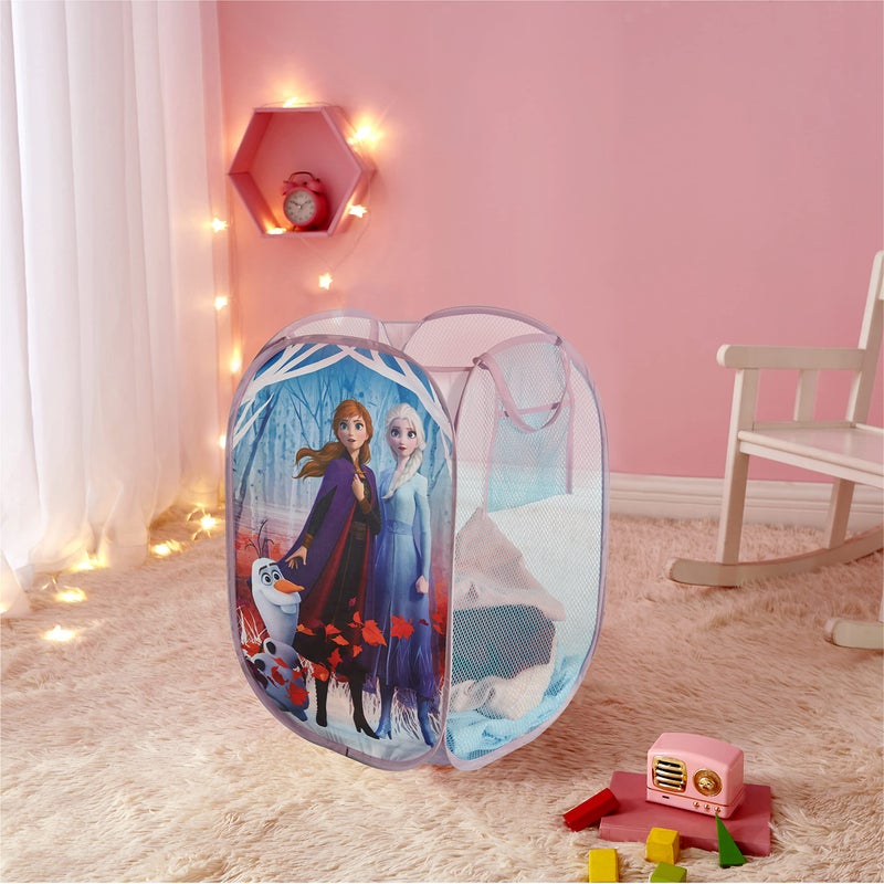 Idea Nuova Frozen 2 Pop-Up Hamper for Kids,Laundry Hamper with Anna & Elsa Design, Durable Mesh Fabric & Carry Handles, 21â€H x 13.5â€W, Collapsible Storage for Bedroom or Playroom - Image 4