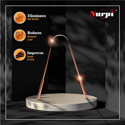 NURPI Copper Premium Design Tongue Cleaner Pack of 3, Durable Copper Material, Ergonomic Handle for Daily Oral Hygiene - Image 3