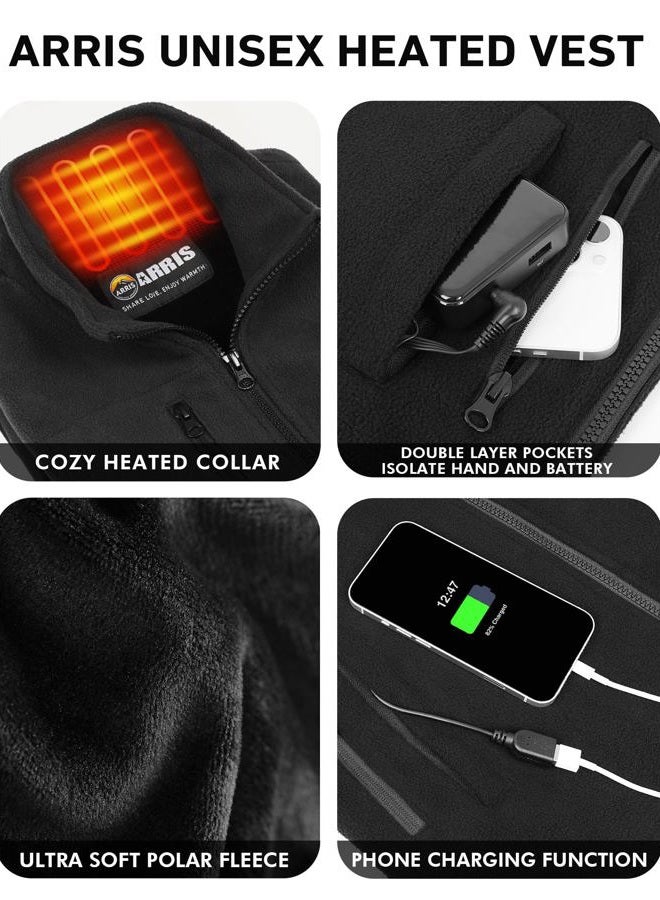 ARRIS Heated Vest Size Adjustable 7.4V Battery Electric Warm Vest for Hiking, Black, 3XL - Image 4