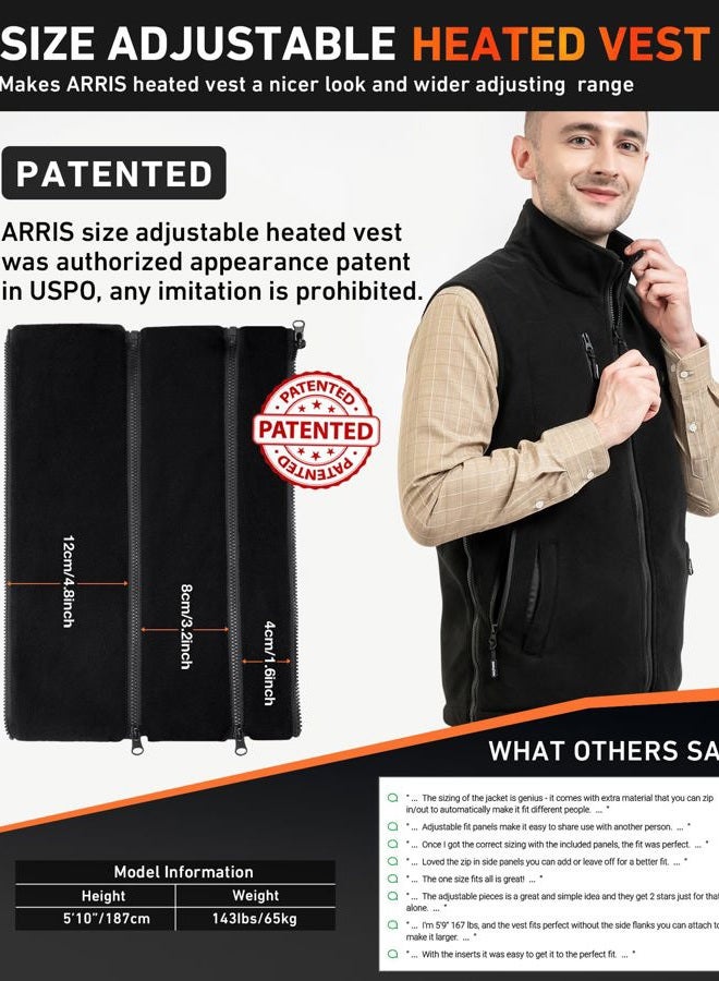 ARRIS Heated Vest Size Adjustable 7.4V Battery Electric Warm Vest for Hiking, Black, 3XL - Image 2