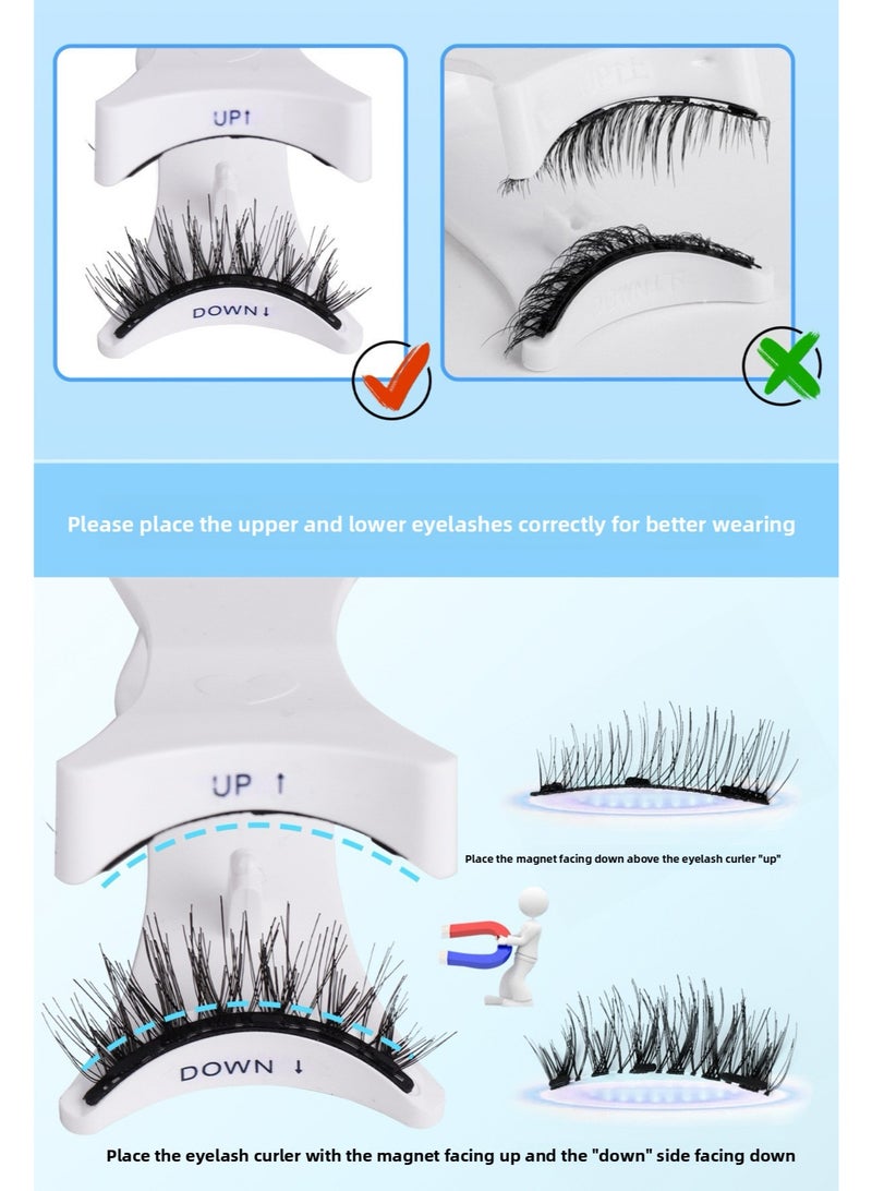 رموش كاذبة أبيض كليب - مجموعة تطبيق الرموش المغناطيسية المحمولة تطبيق الرموش المغناطيسية لمجموعة الاسترخاء والمنزل والسفر ورحلات العمل ، وسهلة الاستخدام الرموش تطبيق أداة مجموعة رموش كاذبة - Image 4
