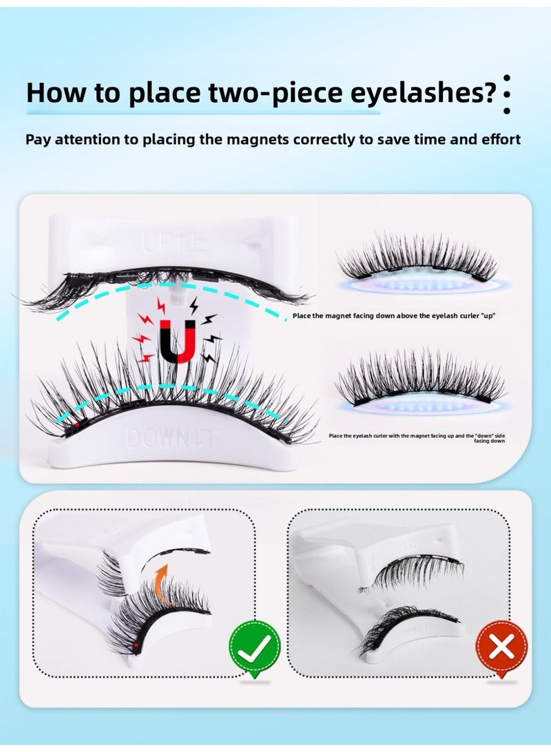 رموش كاذبة أبيض كليب - مجموعة تطبيق الرموش المغناطيسية المحمولة تطبيق الرموش المغناطيسية لمجموعة الاسترخاء والمنزل والسفر ورحلات العمل ، وسهلة الاستخدام الرموش تطبيق أداة مجموعة رموش كاذبة - Image 3