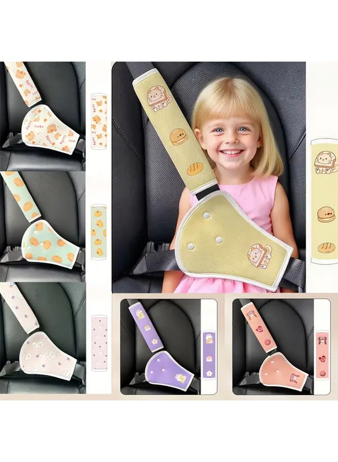 1pc Child Car Seat Belt Shoulder And Belly Pad Purple Hugging Sugar Rabbit Printed Pattern Anti Choke Protector Universal Fit All Season Neck Cover For Mothers And Babies - Image 1