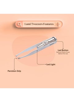 Sensica Sensica ‘Lumi’ Tweezers with Light - Precision Slant Tip Eyebrow Tweezers for Women with Finest Point Grip for Professional Results - Accurate, Durable, Hygienic  - Image 4