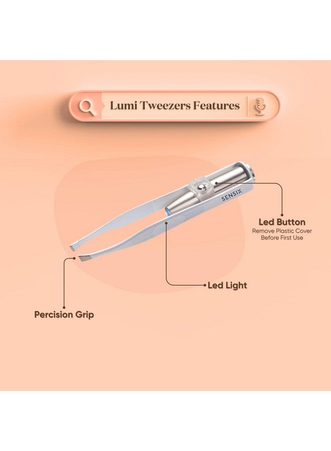 Sensica ‘Lumi’ Tweezers with Light - Precision Slant Tip Eyebrow Tweezers for Women with Finest Point Grip for Professional Results - Accurate, Durable, Hygienic - Image 4