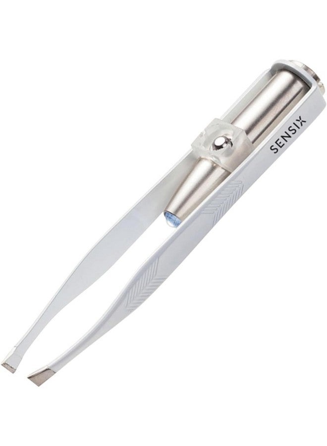 Sensica ‘Lumi’ Tweezers with Light - Precision Slant Tip Eyebrow Tweezers for Women with Finest Point Grip for Professional Results - Accurate, Durable, Hygienic - Image 1