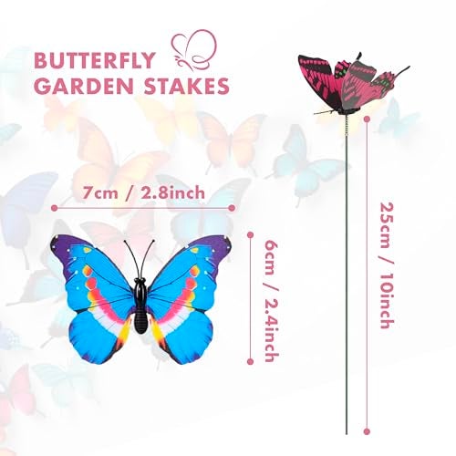 CAMATET 80 Pcs Decorative Butterfly Garden Stakes, 11.4 inch Waterproof Butterfly Picks for Flower Bouquet Arrangements, Colorful Plant Stick Kit Decorations for Patio Yard Pot (Multicolor) - Image 2
