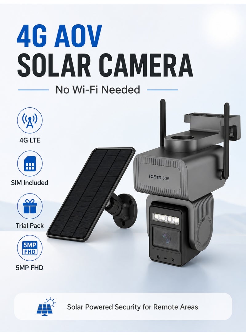 ICAM 365 Solar 4G Security Camera with SIM Trial Pack, 5MP PTZ Outdoor CCTV, 355° Pan 90° Tilt, AI Human Detection, Night Vision, Two-Way Audio, Solar Powered Camera for Farm, Construction & Home - Image 2