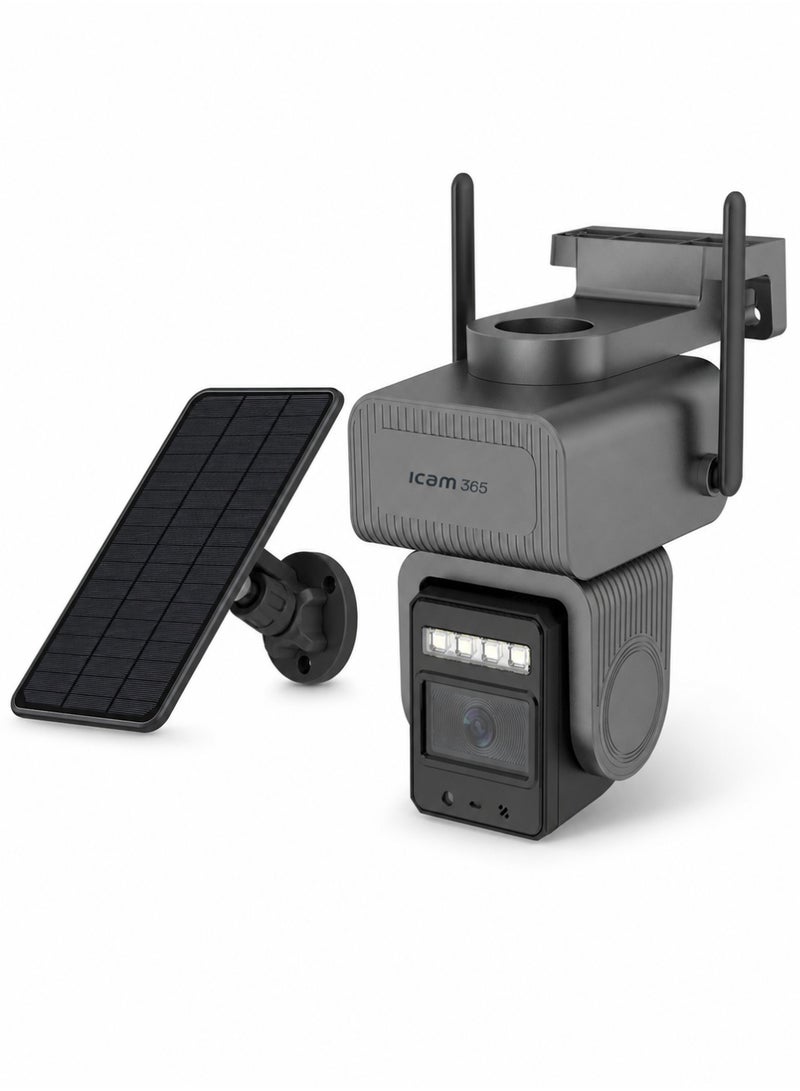 ICAM 365 Solar 4G Security Camera with SIM Trial Pack, 5MP PTZ Outdoor CCTV, 355° Pan 90° Tilt, AI Human Detection, Night Vision, Two-Way Audio, Solar Powered Camera for Farm, Construction & Home - Image 1