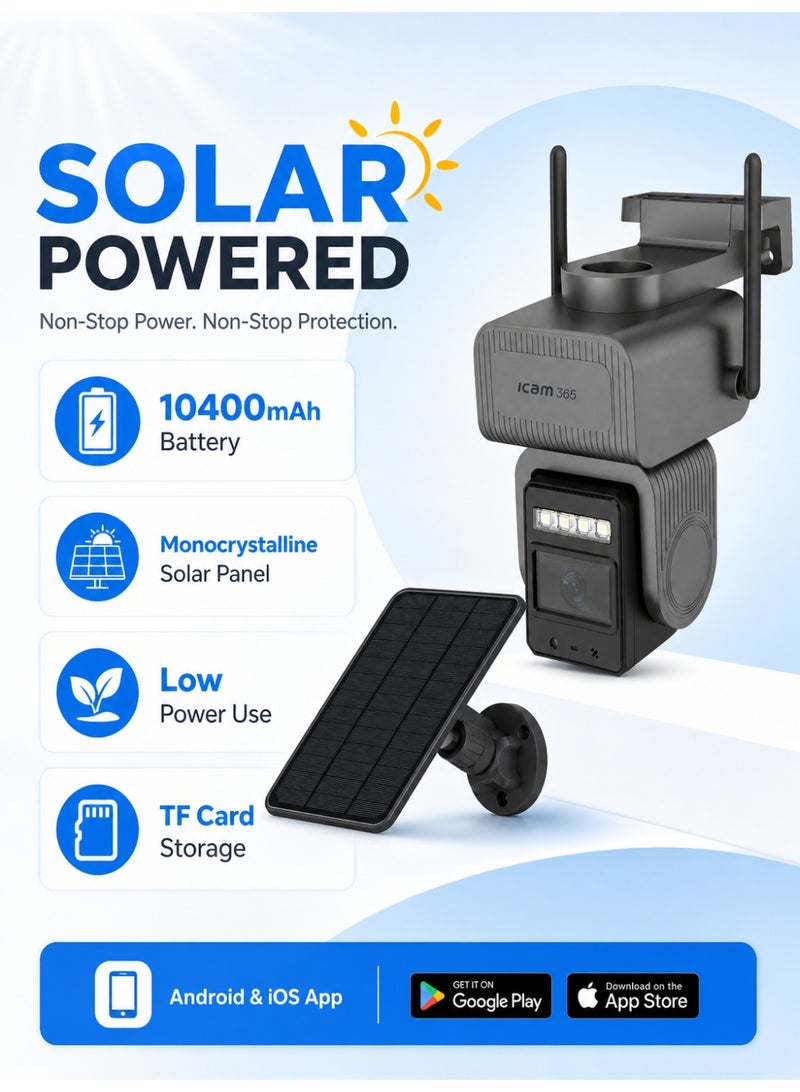 ICAM 365 Solar 4G Security Camera with SIM Trial Pack, 5MP PTZ Outdoor CCTV, 355° Pan 90° Tilt, AI Human Detection, Night Vision, Two-Way Audio, Solar Powered Camera for Farm, Construction & Home - Image 4