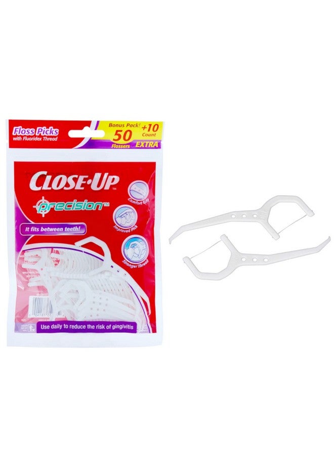 Close Up Closeup Precision Floss Picks W/ Flouridex Thread 60 Count Pack Of 2 (120 Flossers) By Closeup - Image 3