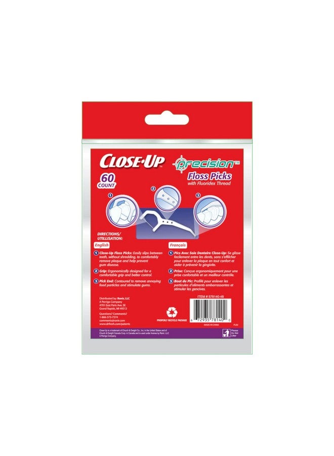 Close Up Closeup Precision Floss Picks W/ Flouridex Thread 60 Count Pack Of 2 (120 Flossers) By Closeup - Image 5