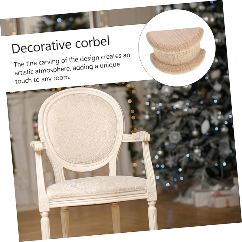 زخرفة خشبية منقوشة على شكل عمود روماني بلون الكاكي مقاس 4.5 × 3 × 2 سم، 12 قطعة لديكور الأثاث والمنزل - Image 5