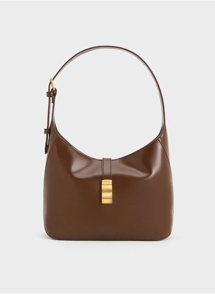 Charles & Keith Wisteria Belted Shoulder Bag & Crossbody Bag - Dark Brown  - Image 1