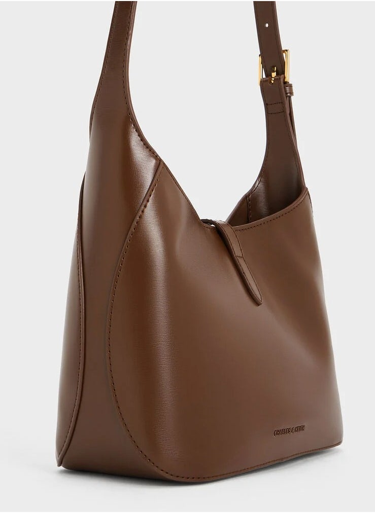 Charles & Keith Wisteria Belted Shoulder Bag & Crossbody Bag - Dark Brown  - Image 5
