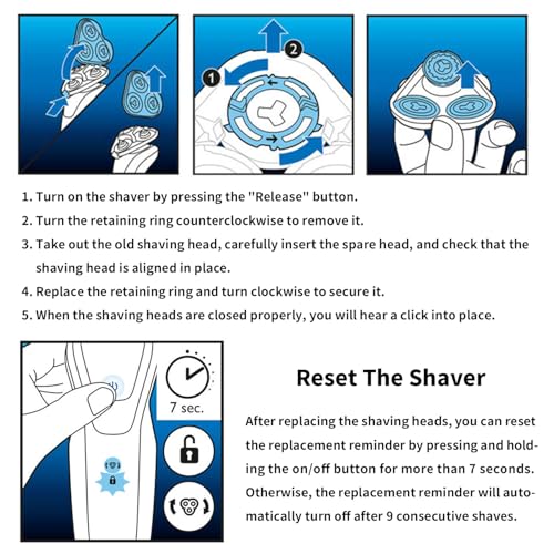 Durimi Replacement Complete Head Assembly for Philips Norelco Series 5000 Shavers - Image 5