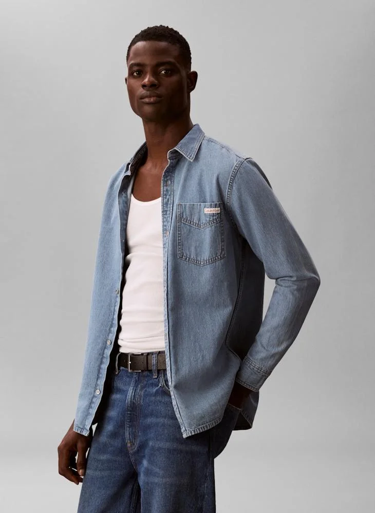 Calvin Klein Jeans Classic Fit Logo Patch Denim Shirt