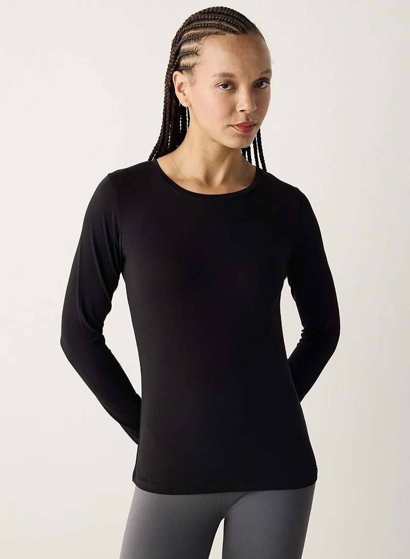 Penti Cotton Black Basic Long Sleeve T-Shirt