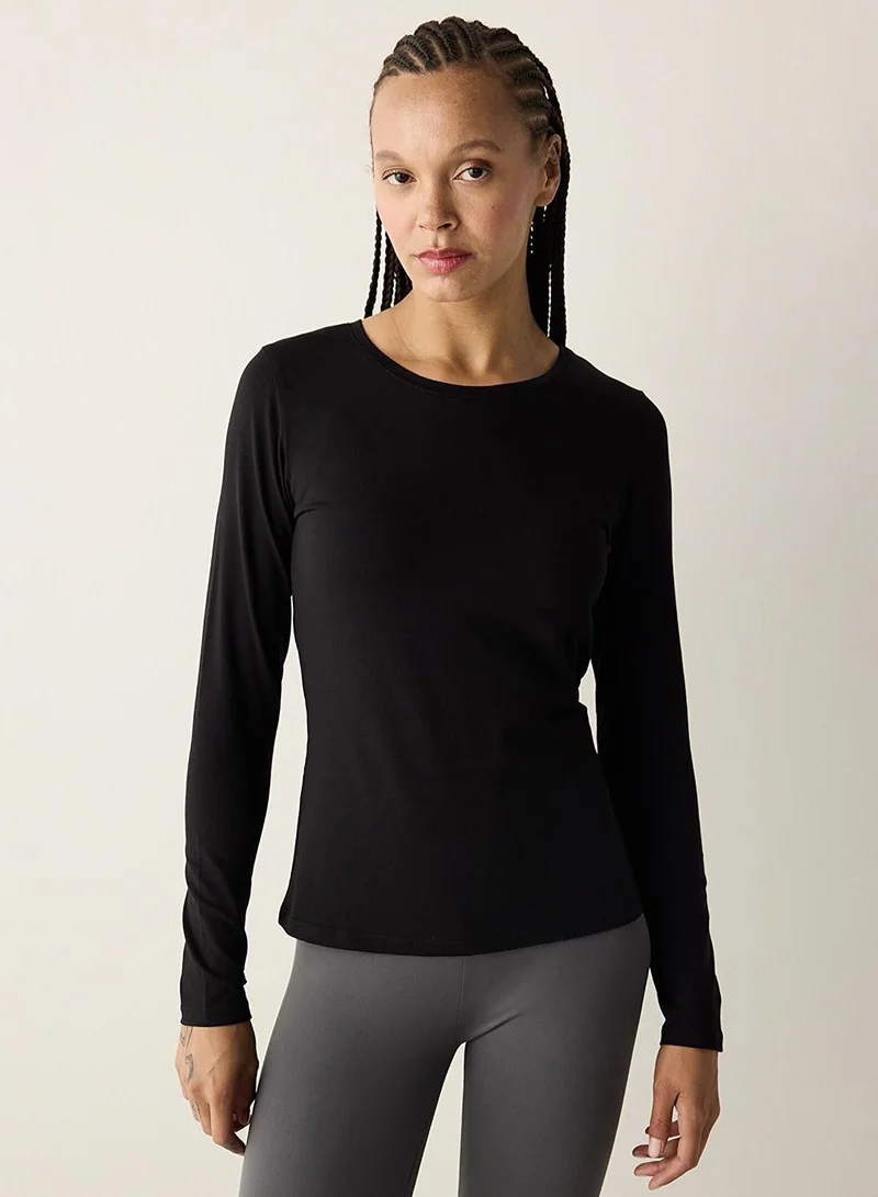 Penti Cotton Black Basic Long Sleeve T-Shirt