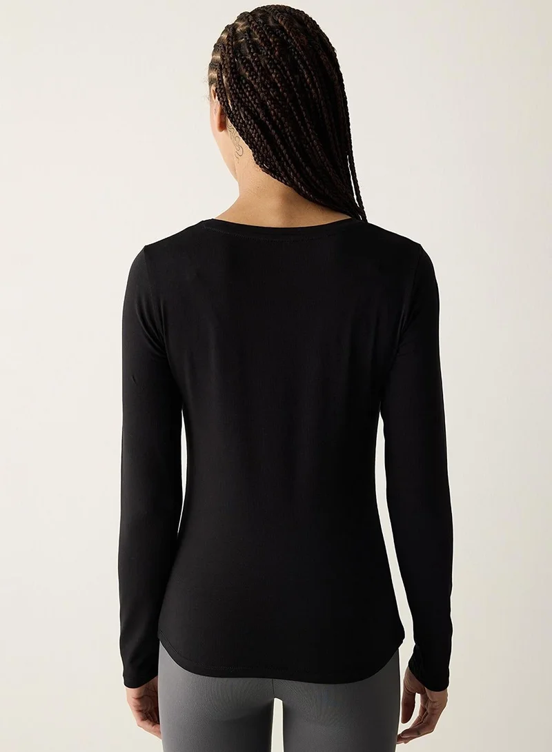 Penti Cotton Black Basic Long Sleeve T-Shirt