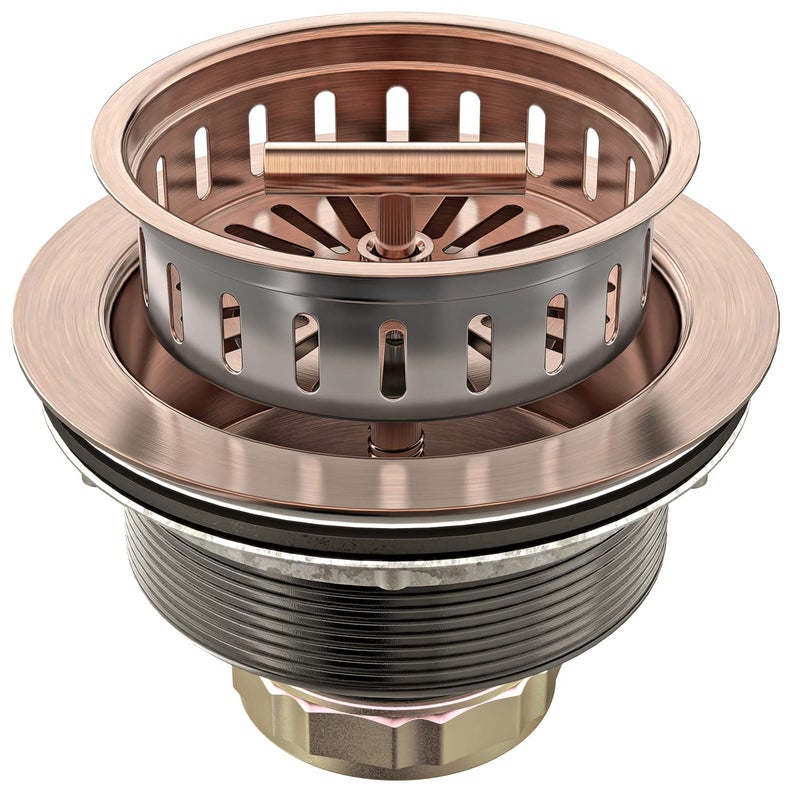 BOTEMY B9171 Copper Kitchen Sink Drain Kit 3 12 Sink Strainer for Kitchen Sink with Stainless Steel Strainer Stopper Drain Assembly Basket Strainer Fit Standard Sink Drain HoleAntique Copper