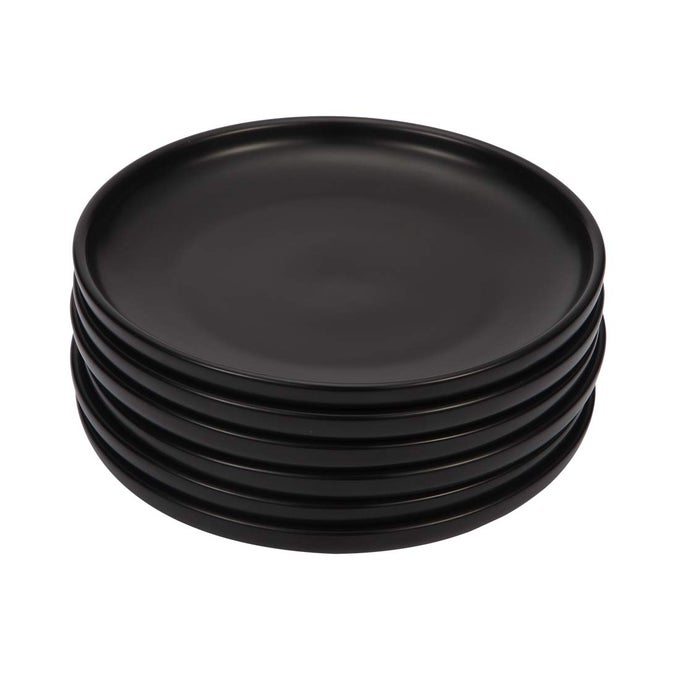 6 INCHES SMALL APPETIZER PLATES MATTE PORCELAIN ELEGANT MINI SIZE ROUND SERVING PLATES FOR DESSERT SALAD SNACKS SET OF 6 BLACK
