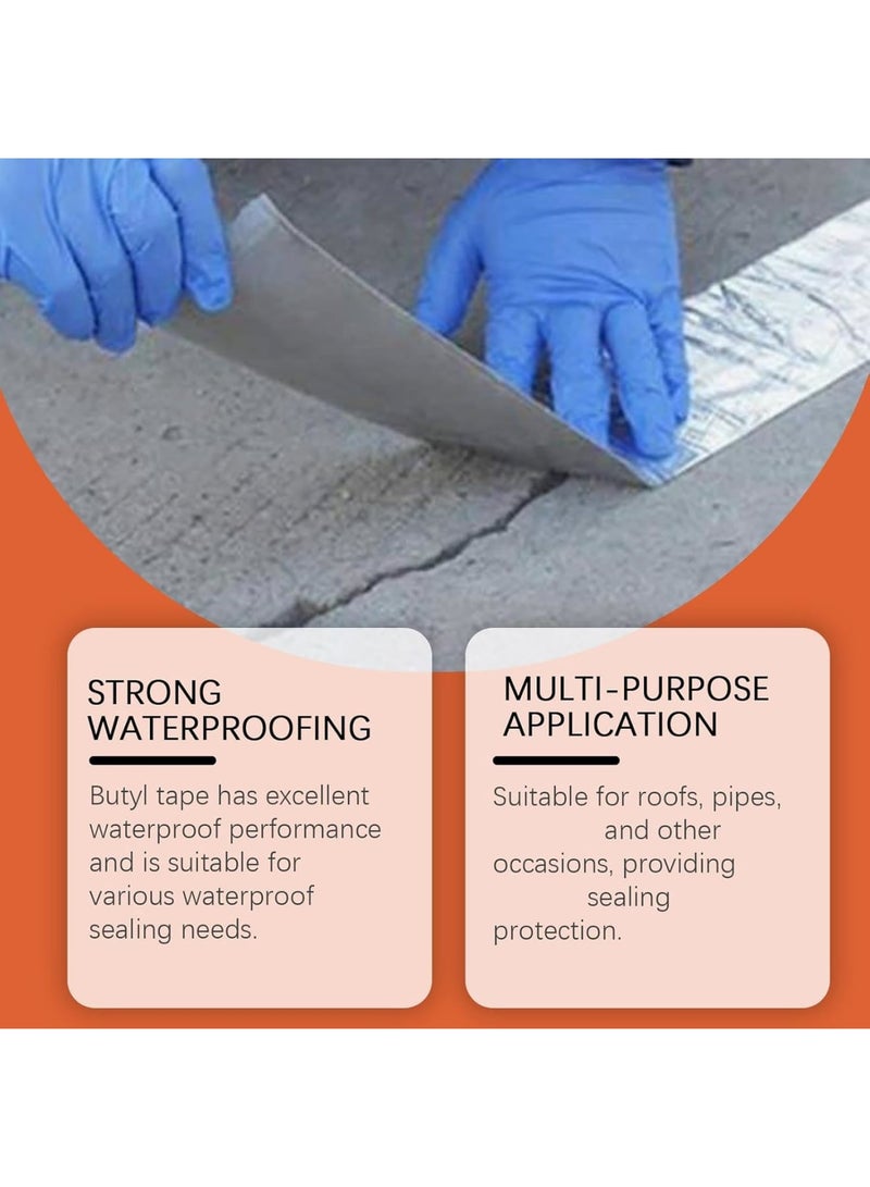 Excefore Butyl Tape, Roof Leak Stopper, Waterproof Adhesive Tape, Aluminum Foil Butyl Tape, Sealed Repair Tape, Roof Cracks Repair, Aluminum Foil Butyl Tape for Duct and Roof Cracks Repairs - Image 2
