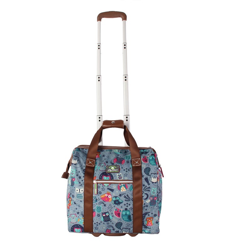 Lily Bloom Designer Under the Seat Tote Cabin Luggage Collection - 15 Inch Patterned Carry on Bag For Women - Lightweight Suitcase with 2 Rolling Wheels (Night Owl) - Image 4