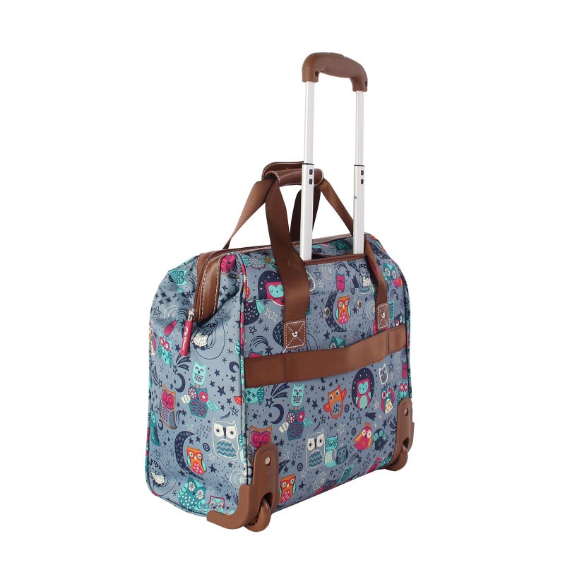 Lily Bloom Designer Under the Seat Tote Cabin Luggage Collection - 15 Inch Patterned Carry on Bag For Women - Lightweight Suitcase with 2 Rolling Wheels (Night Owl) - Image 3