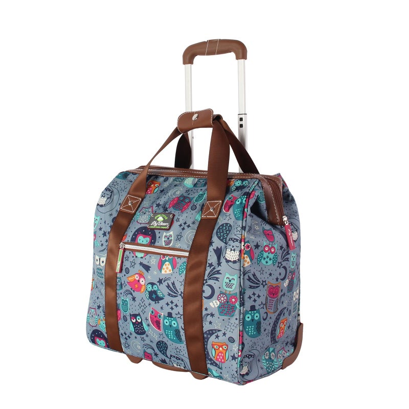 Lily Bloom Designer Under the Seat Tote Cabin Luggage Collection - 15 Inch Patterned Carry on Bag For Women - Lightweight Suitcase with 2 Rolling Wheels (Night Owl) - Image 1