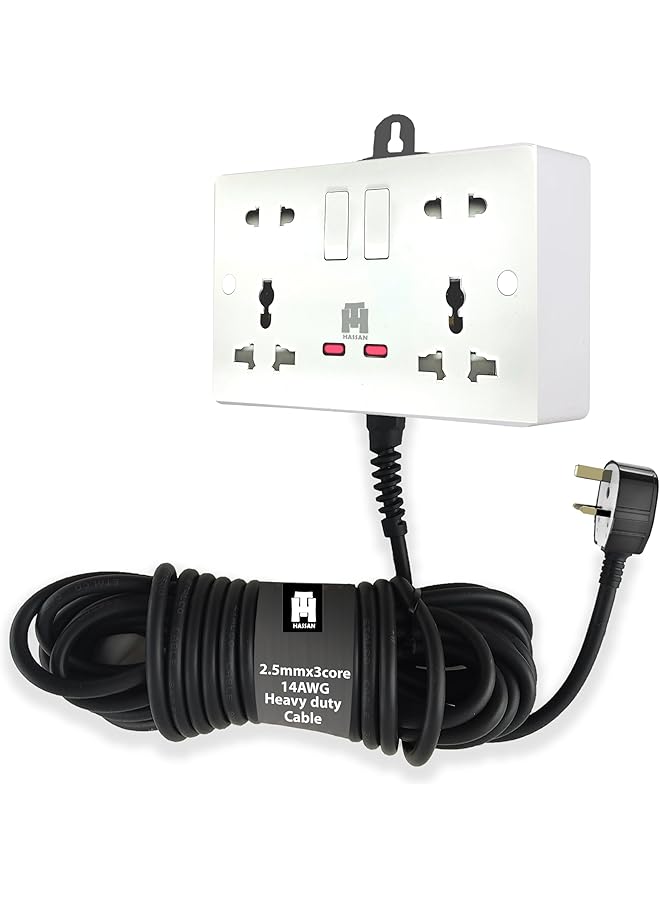 Hassan Extension Double Universal Socket with Heavy Duty Power Cord (5m) - Image 1