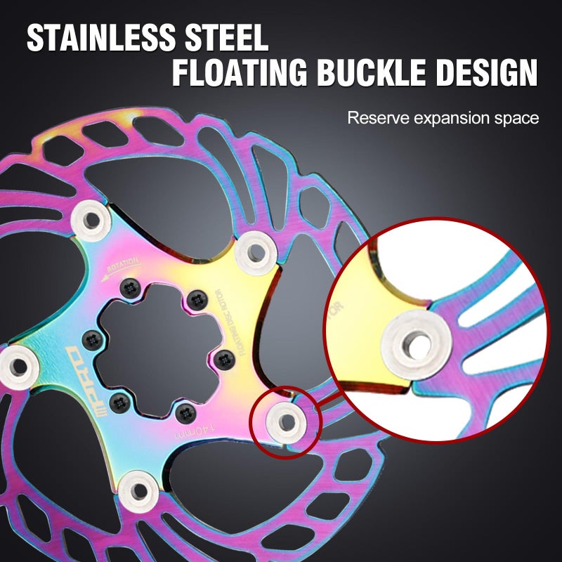 BUCKLOS IIIPRO 140mm 160mm 180mm 203mm Floating Bike Disc Brake Rotor with 6 Bolts, Mountain Bike MTB Stainless Steel Bicycle Disc Brakes Rotors for Road Bike/Ebike/BMX(Multicolour) - Image 4