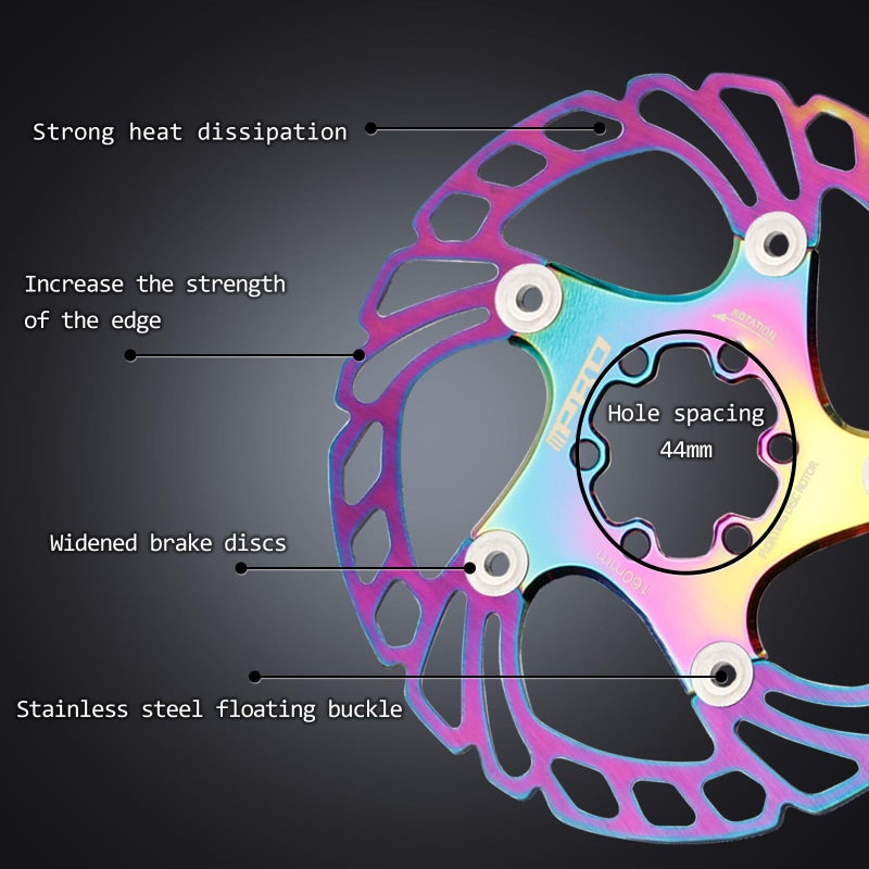 BUCKLOS IIIPRO 140mm 160mm 180mm 203mm Floating Bike Disc Brake Rotor with 6 Bolts, Mountain Bike MTB Stainless Steel Bicycle Disc Brakes Rotors for Road Bike/Ebike/BMX(Multicolour) - Image 3
