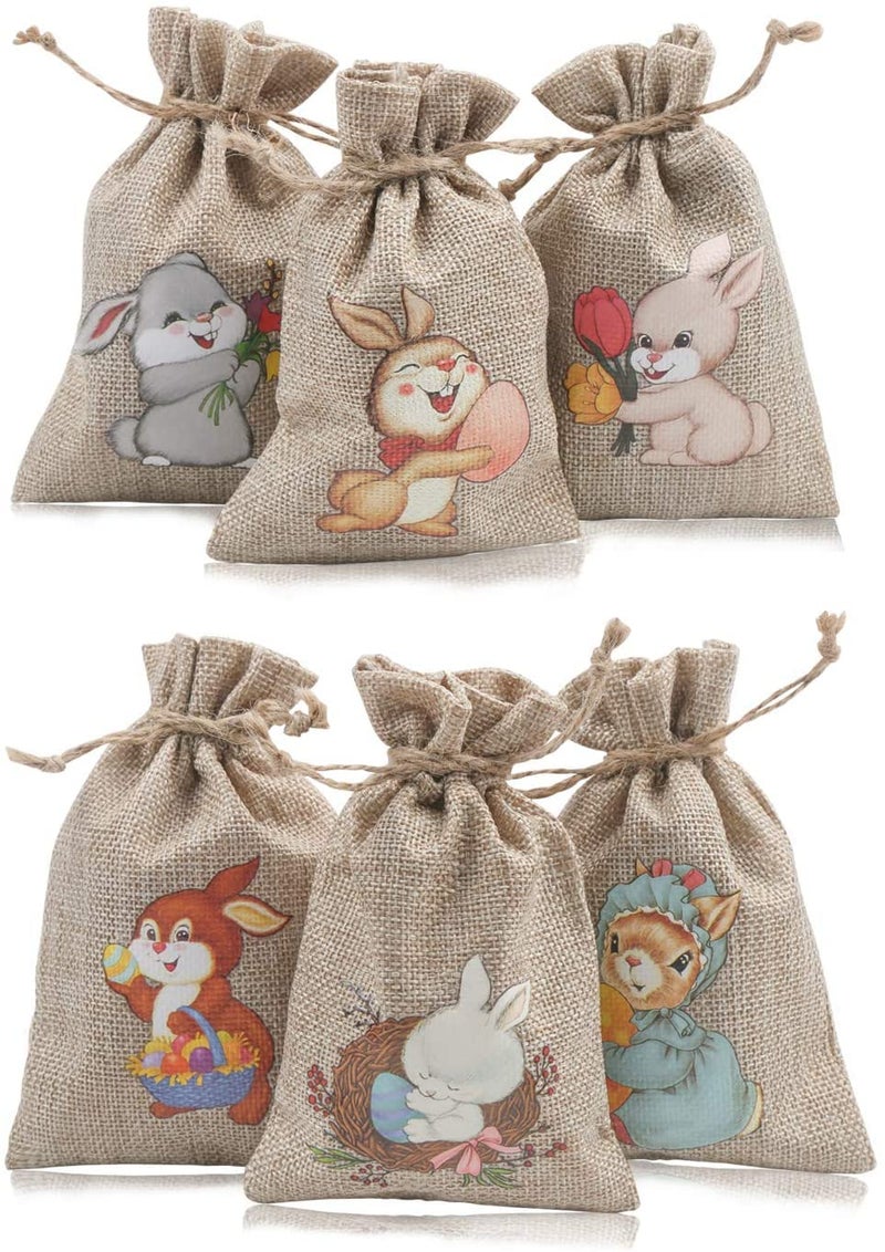 STEFORD Easter Burlap Drawstring Gift Bags,24 PCS Easter Jute Linen Burlap Treat Candy Bags for Party Favors Supplies - Image 2