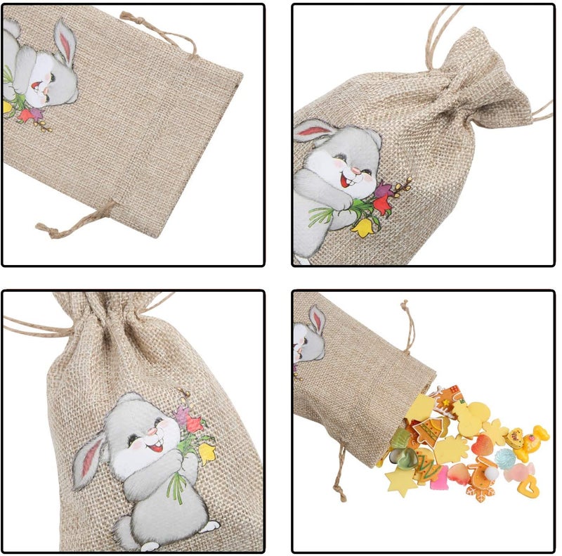 STEFORD Easter Burlap Drawstring Gift Bags,24 PCS Easter Jute Linen Burlap Treat Candy Bags for Party Favors Supplies - Image 4