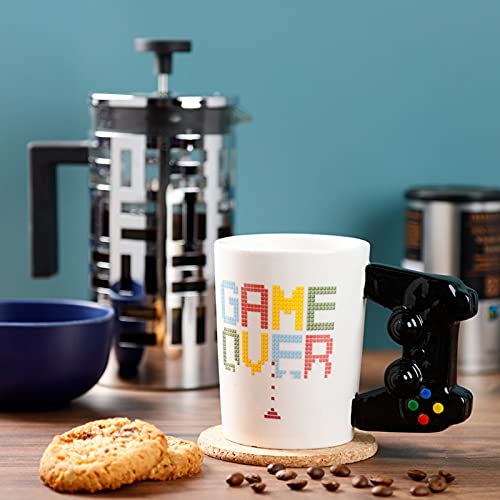 Puckator Game Over Game Controller Ceramic Shaped Handle Tea Coffee Mug - Funny Home Accessories Cute Gifts for Girlfriend Large Mugs for Men Women Hot Drinks Cups Presents Secret Santa Gift Cup Set - Image 2