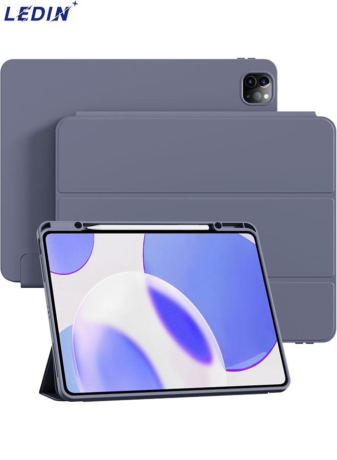 LEDIN Case for iPad Pro 12.9 Inch 2022 2021 2020 (6th/5th/4th Generation) with Pencil Holder for Charging, Soft TPU Back, Car Wake/Sleep Case for iPad Pro 12.9 - Image 1