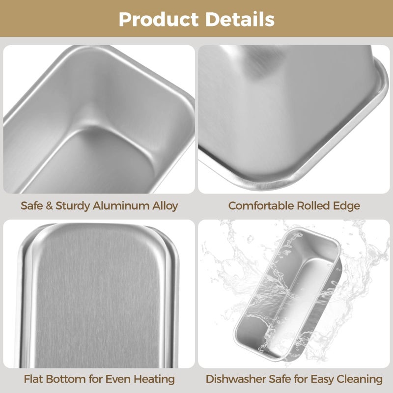 6 Pcs Aluminum Alloy Rectangular Bread Loaf Pans For Baking Brownies And Cakes - Image 3
