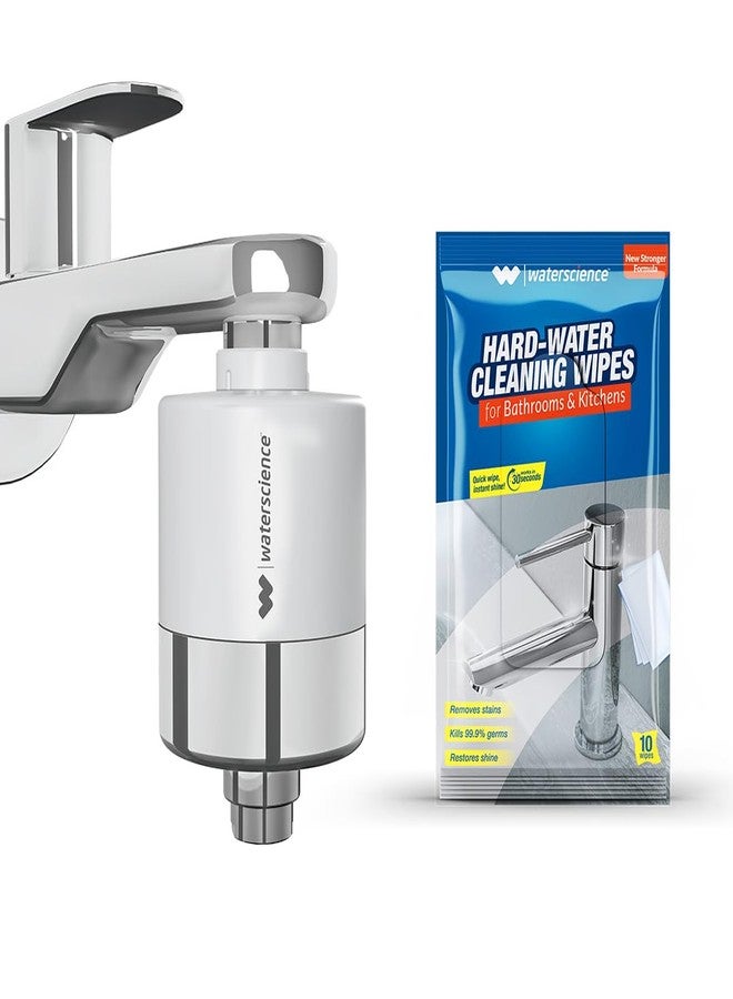WaterScience Shower & Tap Filter For Hard Water + Hard Water Cleaning Wipes For Bathroom & Kitchen - Image 1
