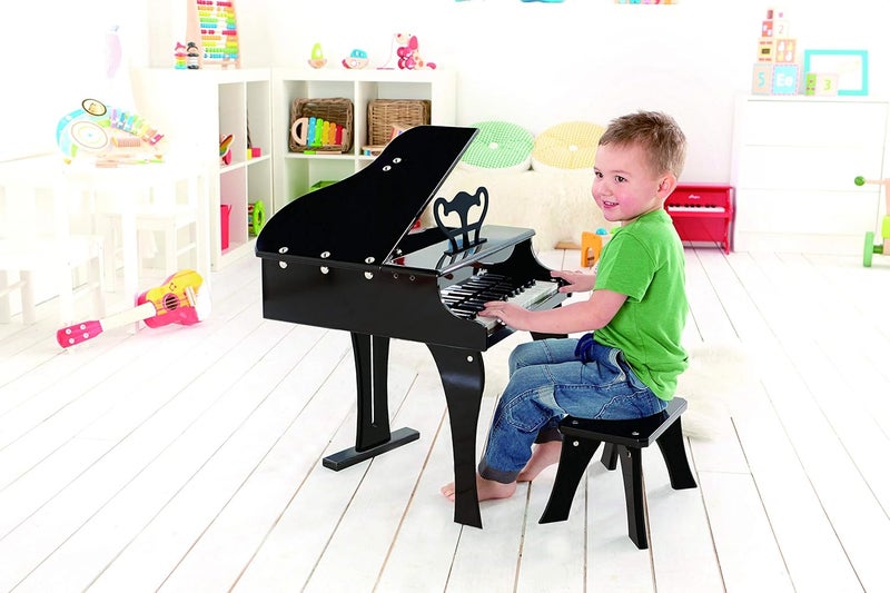 هيب Hape Happy Grand Piano آلة موسيقية للأطفال الصغار – لوحة مفاتيح خشبية بـ 30 مفتاحًا، تصميم بحجم الأطفال، يعزز التنسيق بين اليد والعين، يشجع الإبداع، من سن 3 سنوات فما فوق - Image 4